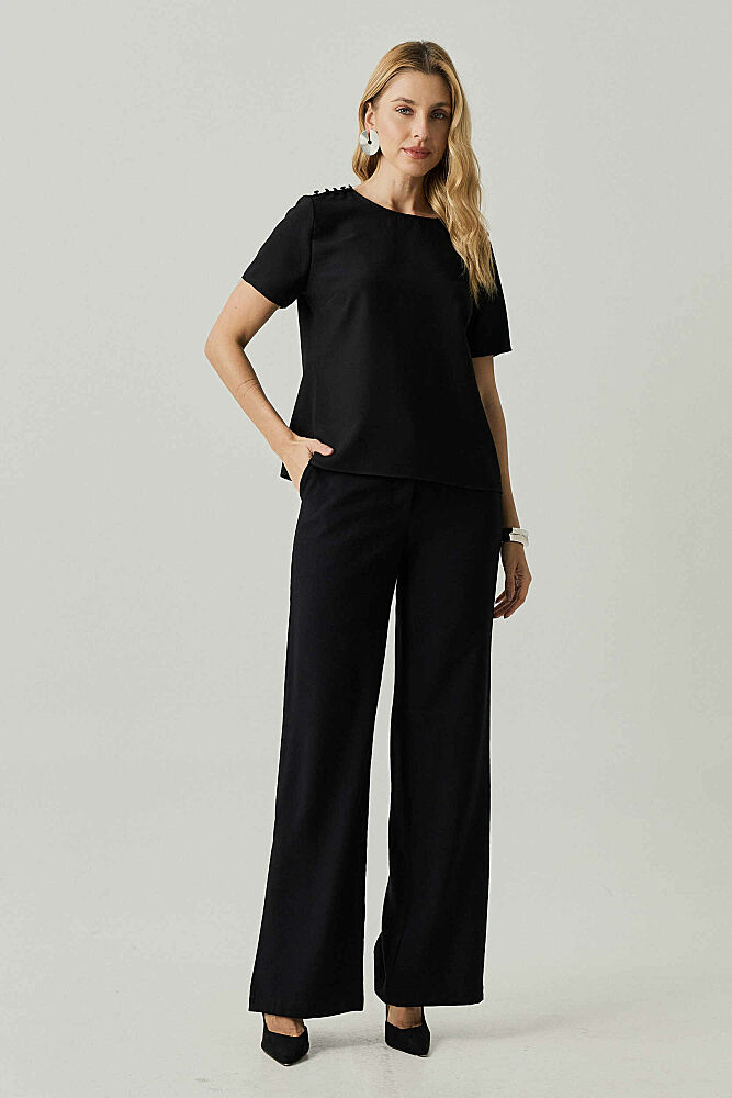 Calça Misto Viscose Marina Com Cós Duplo hover