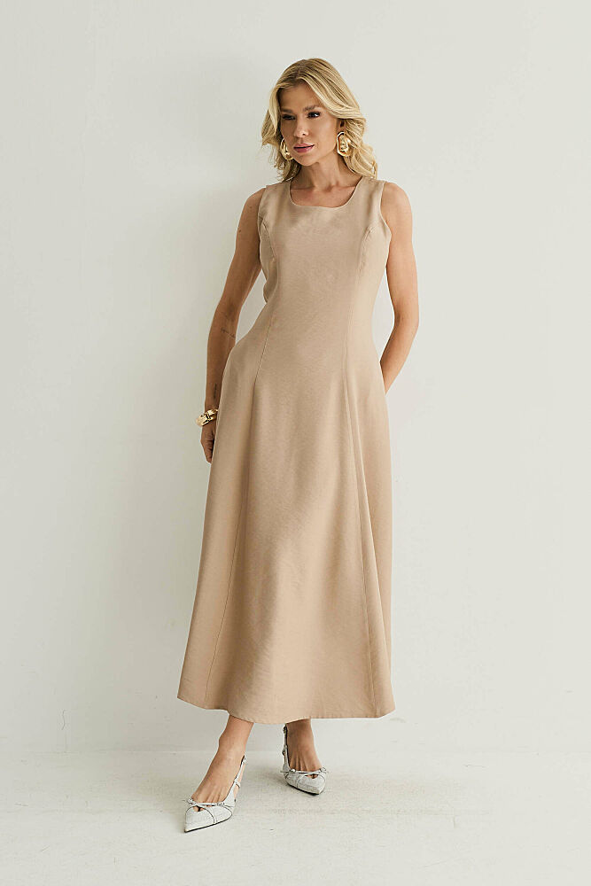 Vestido Sarja Amarante Evase 1