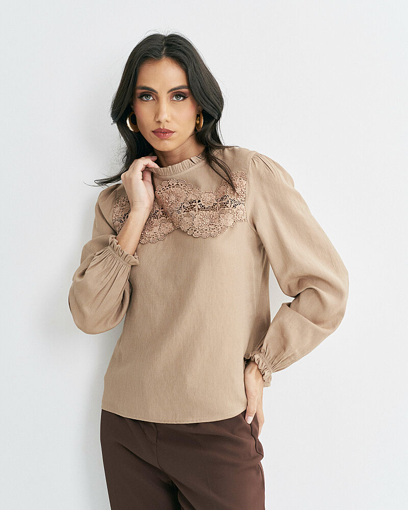 Blusa Viscose Amarante Com Renda 1