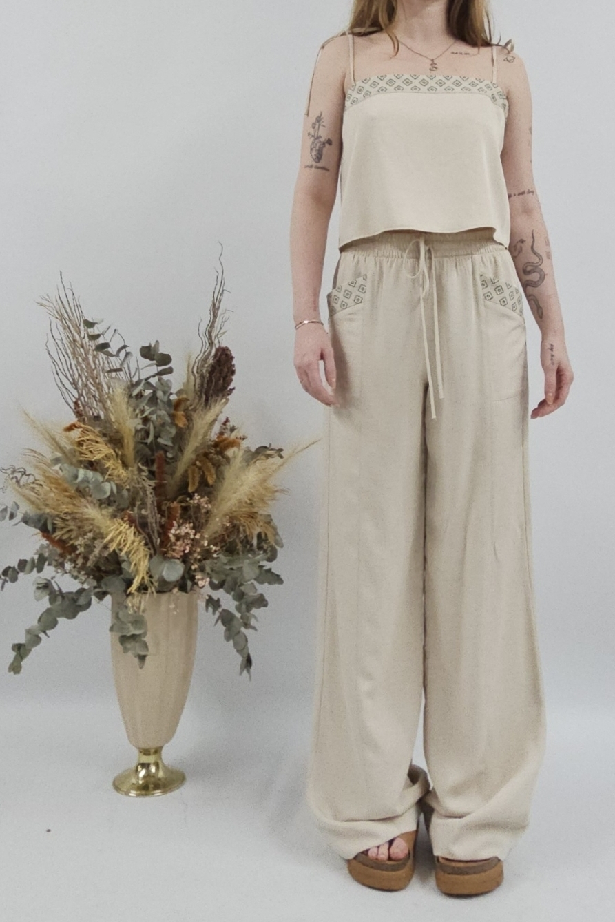 N-BLOOM - calça violeta bord - B048