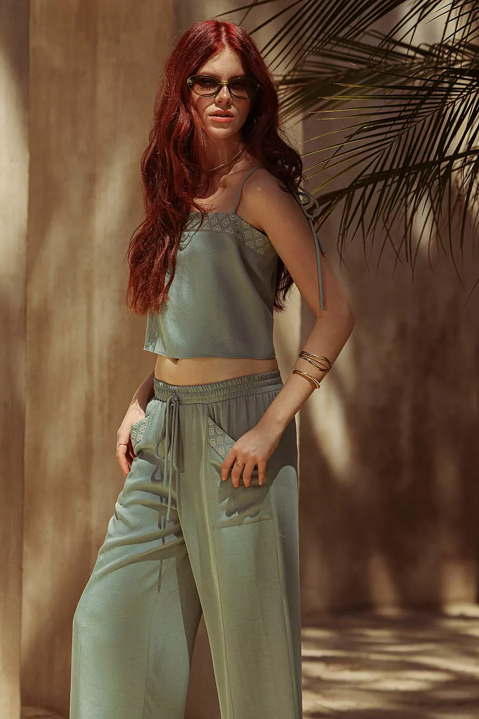 N-BLOOM - calça violeta bord - B048